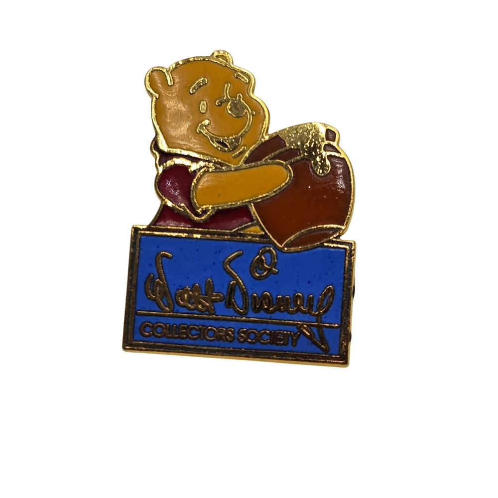 Vintage Disney Winnie the Pooh Honey Pot Collectors Society Enamel Pin Gold Tone